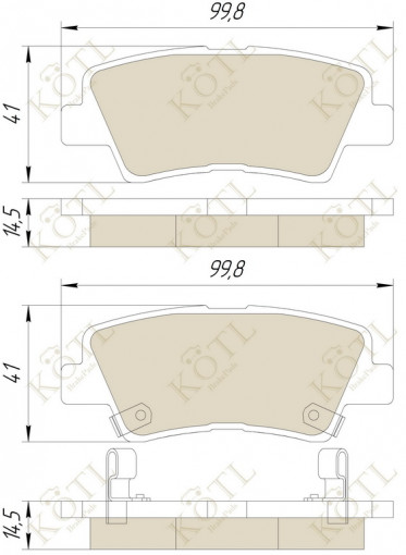 Колодка тормозная "KoTL" HYUNDAI Solaris, Accent, Elantra, Sonata, Tucson, i10, i30, i40, Veloster, Verna, NF, Embera, Grandeur, KIA Soul, Rio, Optima, K3, K5, Opirus (к-т 4шт) задняя