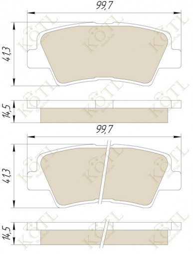 Колодка тормозная "KoTL" HYUNDAI i20, i40, KIA Soul II, Rondo, Karens, SSANGYONG Actyon II, Korando (к-т 4шт) задняя