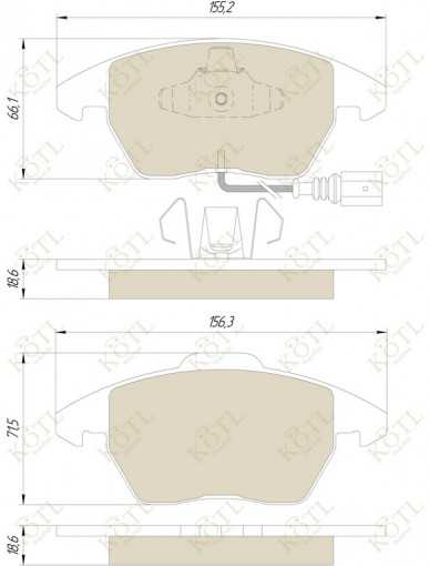 Колодка тормозная "KoTL" AUDI A1, A3, TT, SEAT ALTEA, IBIZA, LEON, TOLEDO, SKODA FABIA, OCTAVIA, RAPID, ROOMSTER, SUPERB, YETI, VW  BEETLE, CADDY, CC, EOS, GOLF, JETTA, PASSAT, POLO, SCIROCCO, TOURAN (к-т 4шт) перед