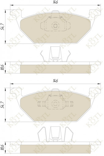 Колодка тормозная "KoTL" AUDI, SEAT, SKODA, VW A1, A3; CORDOBA, IBIZA, LEON, Mii, TOLEDO; CITIGO, FABIA, OCTAVIA, RAPID, ROOMSTER; BEETLE, BORA, FOX, GOLF, JETTA, LOAD, NEW, POLO, UP (к-т 4шт) перед