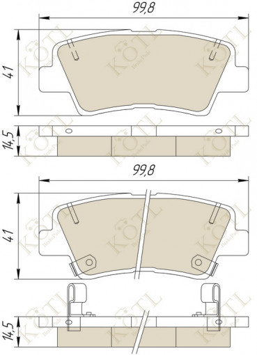 Колодка тормозная "KoTL" HYUNDAI Solaris (к-т 4шт) задняя