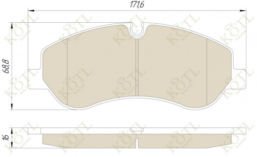 Колодка тормозная "KoTL" FORD TOURNEO, TRANSIT 2014-, CUSTOM 2012- (к-т 4шт) перед