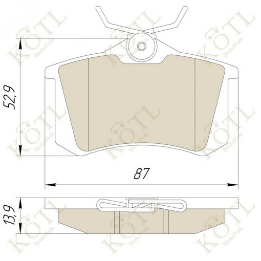 Колодка тормозная "KoTL" AUDI, CITROEN, PEUGEOT, RENAULT, SEAT, VW A4, A6, ALLROAD; C2, JUMPY; 405, 605; MEGANE; CORDOBA, EXEO, IBIZA, TOLEDO; CORRADO, GOLF, JETTA, PASSAT, POLO, SCIROCCO, VENTO (к-т 4шт) задняя