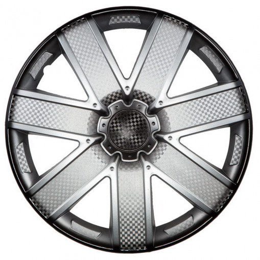 Колпак колеса R13 "ГАЛАКСИ" (к-т 2 шт) серебристо-черный карбон