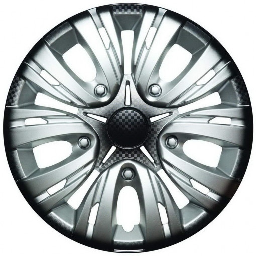 Колпак колеса R13 "ЛИОН" (к-т 2 шт) серебристо-черный карбон