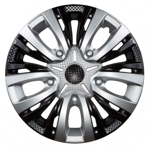 Колпак колеса R13 "ЛИОН" (к-т 2 шт) микс серебристо-черный карбон