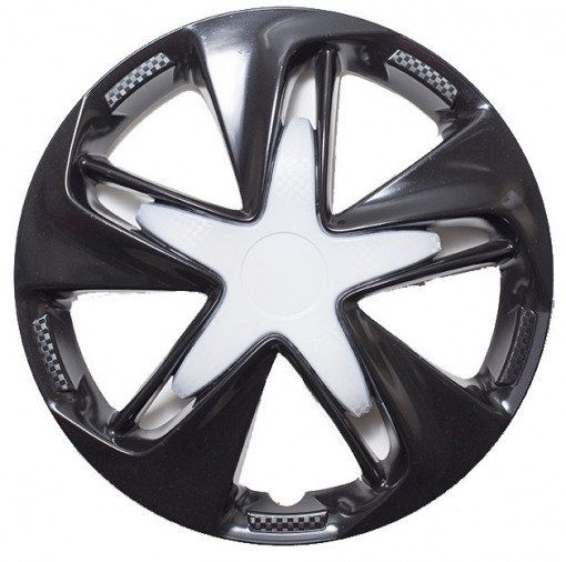 Колпак колеса R13 "СУПЕР АСТРА" (к-т 2 шт) микс бело-черный карбон