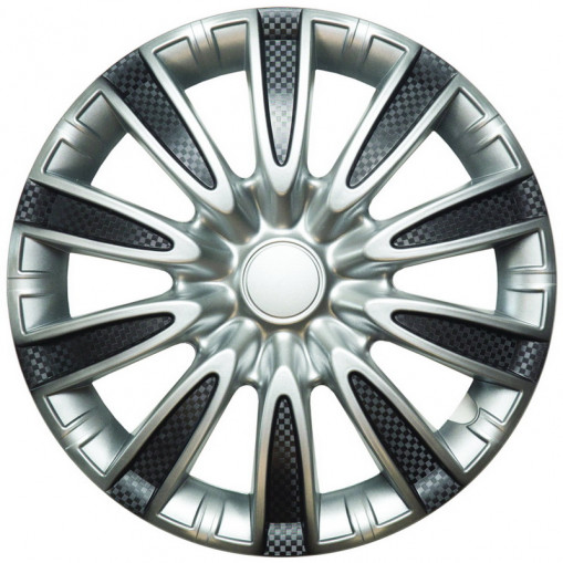 Колпак колеса R13 "ТОРНАДО" (к-т 2 шт) микс серебристо-черный карбон
