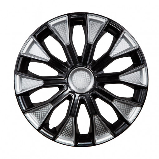 Колпак колеса R14 "ВОЛТЕК" (к-т 2 шт) серебристо-черный карбон