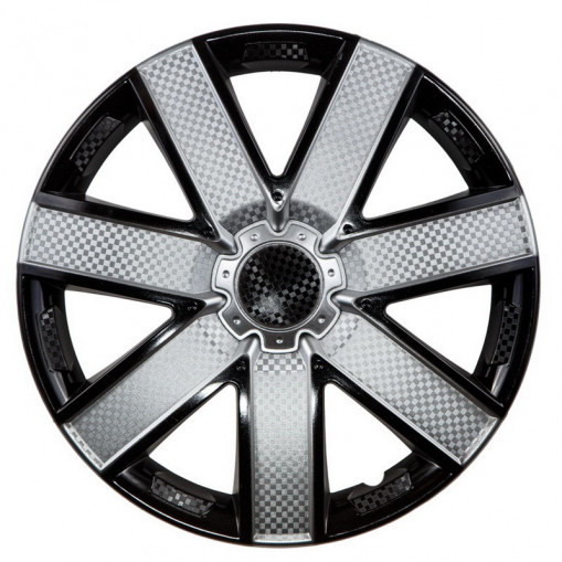 Колпак колеса R14 "ГАЛАКСИ" (к-т 2 шт) микс серебристо-черный карбон