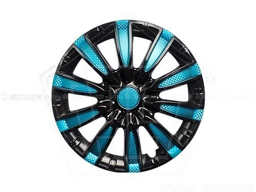 Колпак колеса R14 "ТОРНАДО" (к-т 2 шт) микс сине-черный карбон
