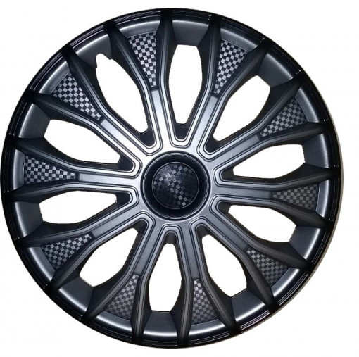 Колпак колеса R15 "ВОЛТЕК" (к-т 2 шт) серебристо-черный карбон