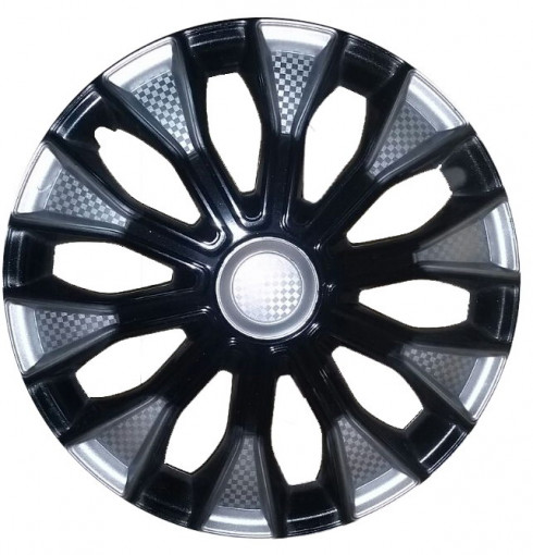 Колпак колеса R15 "ВОЛТЕК" (к-т 2 шт) микс серебристо-черный  карбон