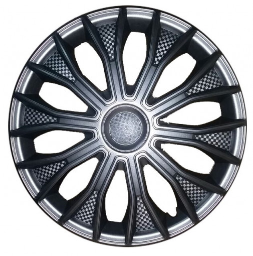 Колпак колеса R15 "ВОЛТЕК" (к-т 2 шт) микс бело-черный  карбон