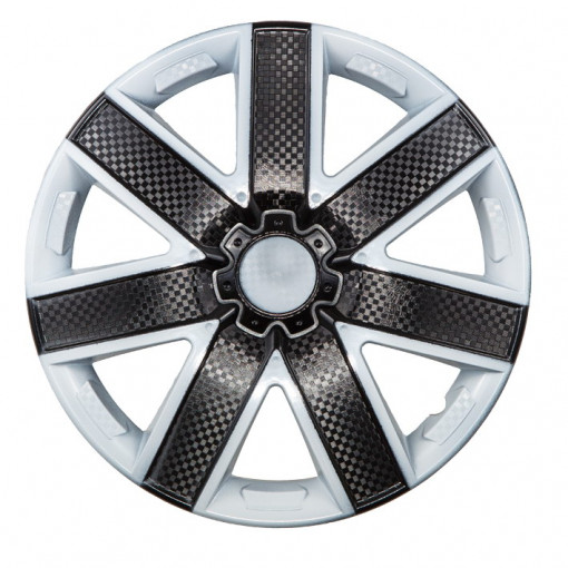 Колпак колеса R15 "ГАЛАКСИ" (к-т 2 шт) микс бело-черный карбон