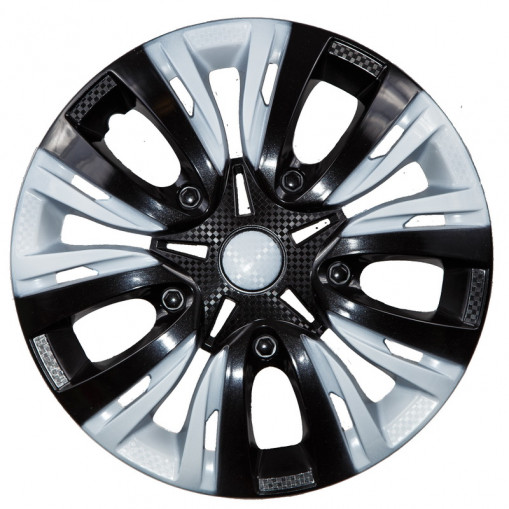 Колпак колеса R15 "ЛИОН" (к-т 2 шт) микс бело-черный карбон