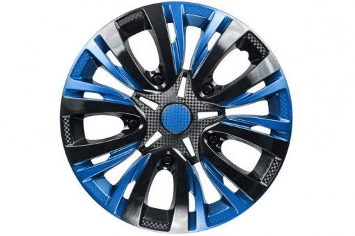 Колпак колеса R15 "ЛИОН" (к-т 2 шт) микс сине-черный карбон
