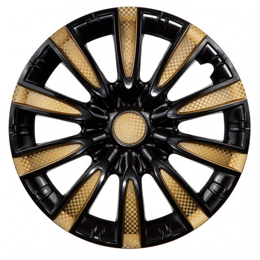 Колпак колеса R15 "ТОРНАДО" (к-т 2 шт) микс золотисто-черный карбон