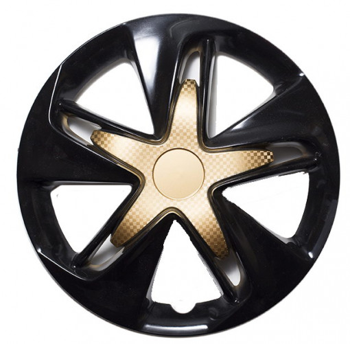 Колпак колеса R16 "СУПЕР АСТРА"  (к-т 2 шт) микс золотисто-черный  карбон
