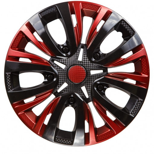 Колпак колеса R16 "ЛИОН"  (к-т 2 шт) микс бордово-черный карбон