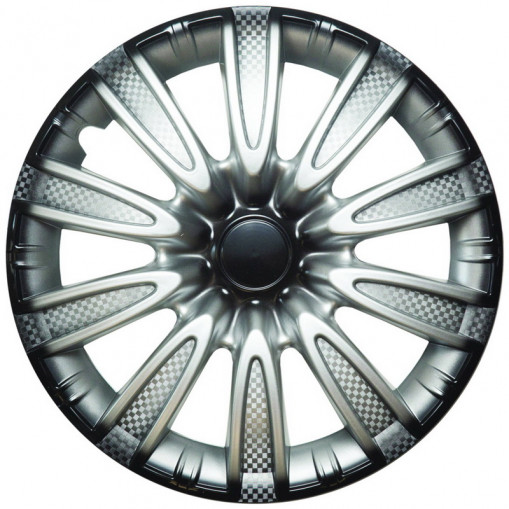 Колпак колеса R16 "ТОРНАДО" (к-т 2 шт) серебристо-черный карбон