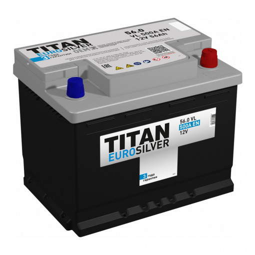 Аккумулятор "TITAN" EUROSILVER  56 Ah, 12V пуск.ток 500 А обратная полярность (- ; +)