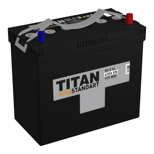 Аккумулятор "TITAN" ASIA STANDART  50 Ah, 12V (B24) пуск.ток 430 А обратная полярность (- ; +)