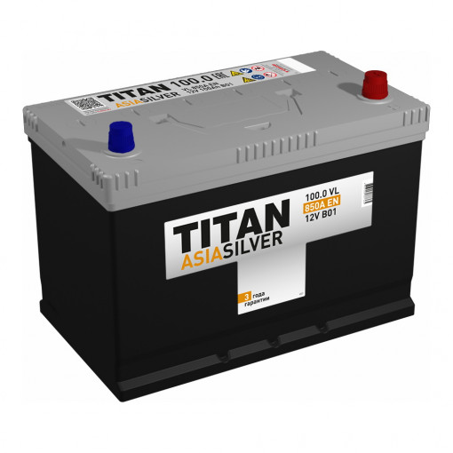 Аккумулятор "TITAN" ASIA SILVER 100 Ah, 12V (D31) пуск.ток 850 А обратная полярность (- ; +)