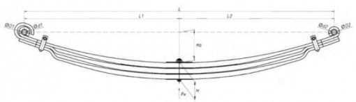Рессора SCANIA P, G, R, T series 2003-, 4-series '1994-2008,| 3-series '1987-1996 , (8,5тонн),  передняя (3 листа)