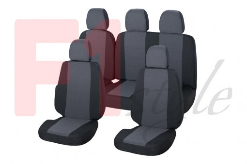 Чехлы сидений УАЗ Hunter (5-ти мест.) жаккард, спинки 600мм передние, 500мм задние 5 съемных подголовников, раскладной задний ряд-спинка + сидение  с а/м с 11.2003 г.в.