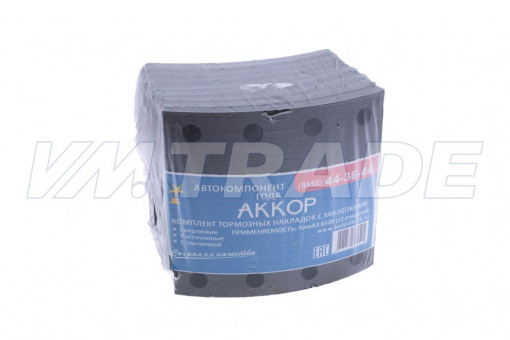 Накладка тормозная К..З-6520, 6560 (к-т 8шт) с заклепками, 12 отверстий