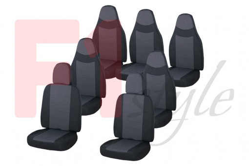 Чехлы сидений УАЗ-3909 (7-ми мест.) жаккард, спинки 600мм передние, 800мм задние, 2 съёмных подголовника