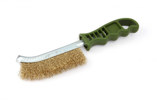 Щетка по металлу с пластиковой рукояткой латунная щетина, L=250 мм