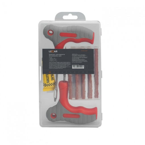 Аптечка для ремонта шин бескамерных (рашпиль, шило, жгуты, клей) пластиковый бокс