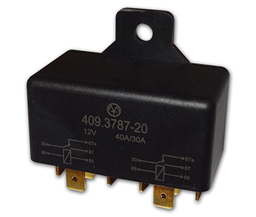 Реле универсальное 5-ти контактное с кронштейном сдвоенное (12 В, 40/30 А)