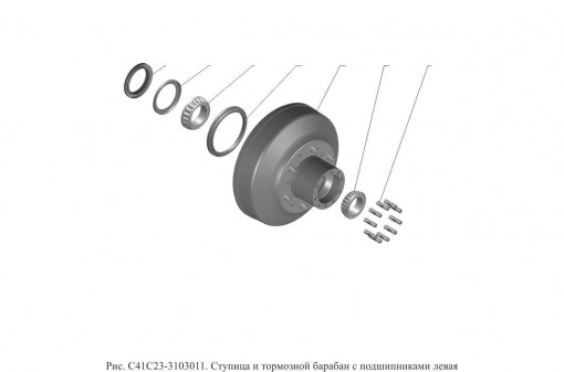 Ступица колеса ГАЗ Садко NEXT перед/задняя левая в СБ с барабаном