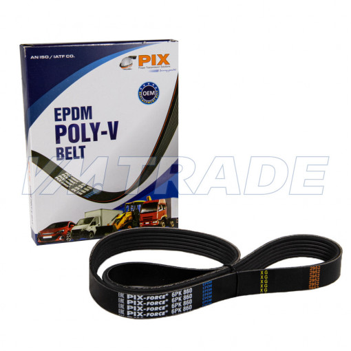 Ремень  860 6РК генератора МАЗ, УРАЛ дв.ЯМЗ 236, 238, Евро-2, 3, HONDA, MAZDA