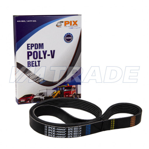 Ремень  955 6PK МАЗ, УРАЛ дв. ЯМЗ-650, HYUNDAI, KIA, NISSAN, HONDA, VAG, NISSAN, CITROEN, PEUGEOT
