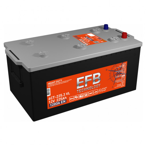 Аккумулятор "TITAN" EFB 225 Ah, 12V пуск.ток 1200 А обратная полярность (+ ; -)