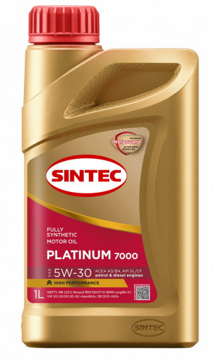 Масло моторное Sintec Platinum 7000 5W-30 SL/CF, A3/B4 синтетика   1 л