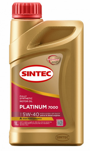 Масло моторное Sintec Platinum 7000 5W-40 SN/CF, A3/B4 синтетика  1 л