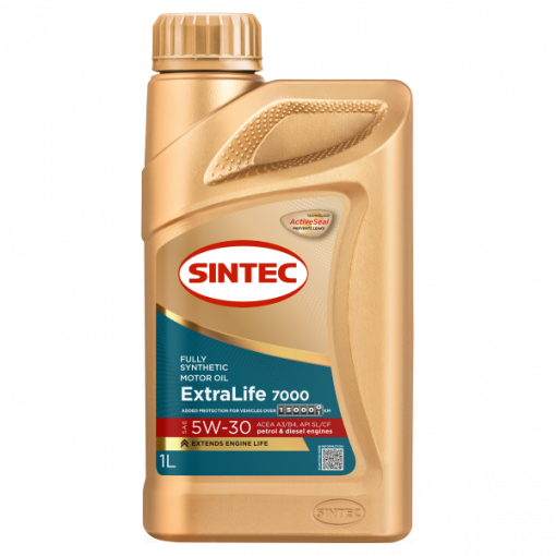 Масло моторное Sintec ExtraLife 7000 5W-30 SL/CF, A3/B4 синтетика  1 л
