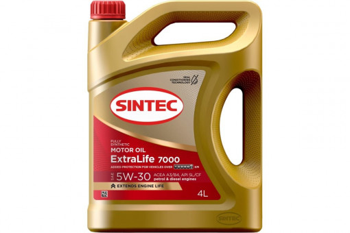 Масло моторное Sintec ExtraLife 7000 5W-30 SL/CF, A3/B4 синтетика  4 л