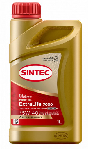 Масло моторное Sintec ExtraLife 7000 5W-40 SN/CF, A3/B4 синтетика  1 л