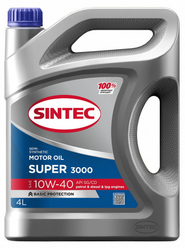 Масло моторное Sintec Super 3000 10W-40 SG/CD п/синтетика  4 л