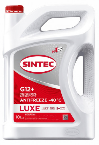 Охлаждающая жидкость Антифриз Sintec Luxe G12+ красный -40 10 кг