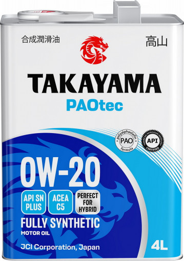 Масло моторное TAKAYAMA PAOtec 0W-20 SN plus, C5 синтетика 4 л