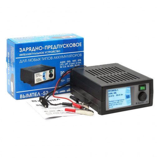 Зарядное устройство "ВЫМПЕЛ- 52" напряжение 12 В, ток 0,5-20 А, цифровой ЖК дисплей